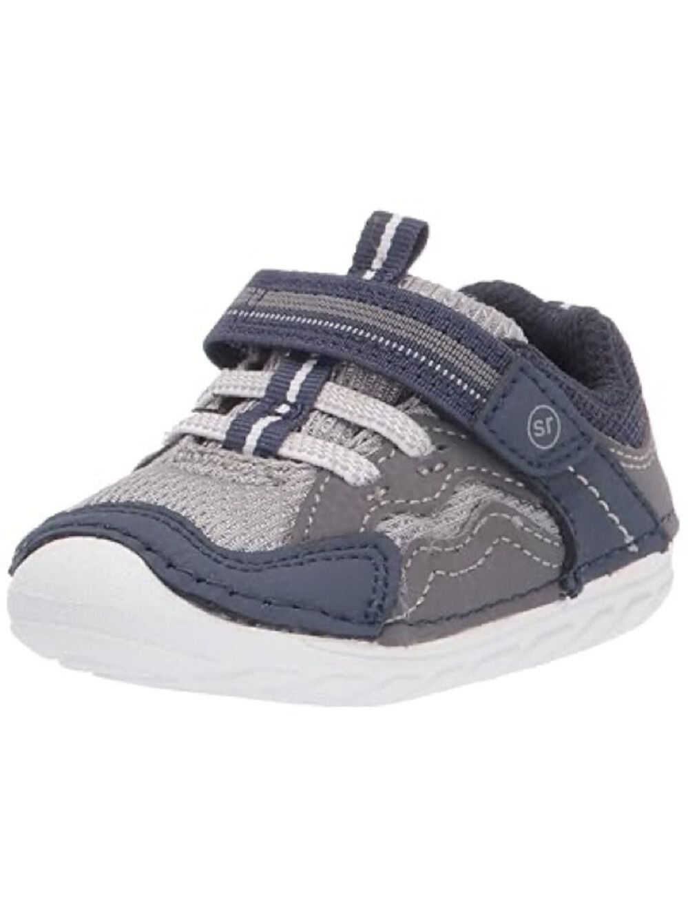 Size 3 Wide Baby Stride Rite Gray and White Sneakers with Flexible Sole